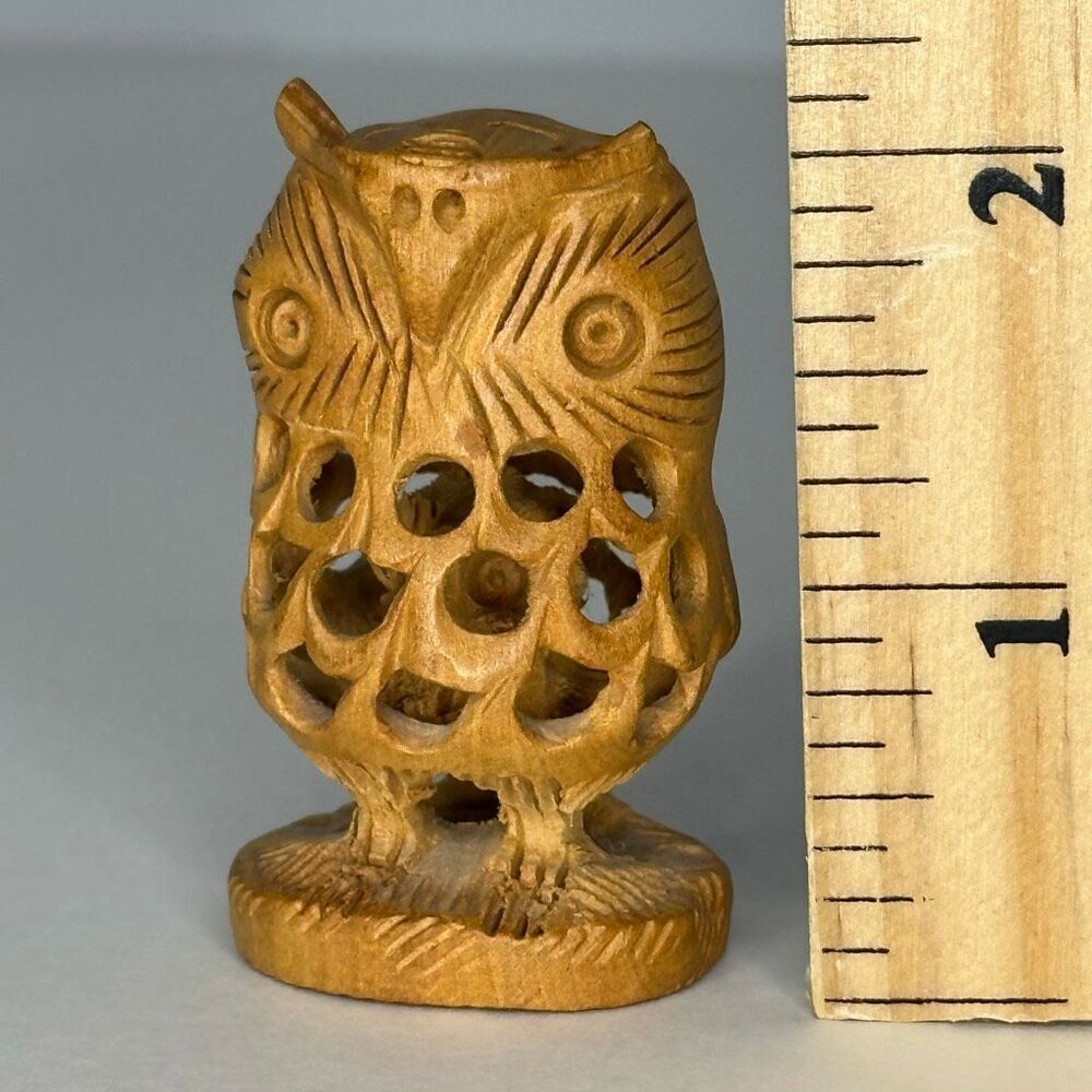 Vintage Hand Carved Wooden Owl With Baby Owl Inside - Picture 7 of 10